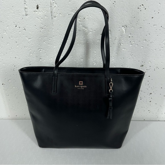 Kate Spade New Yorker Sawyer Street Black Leather Tote Bag Purse - Picture 1 of 17